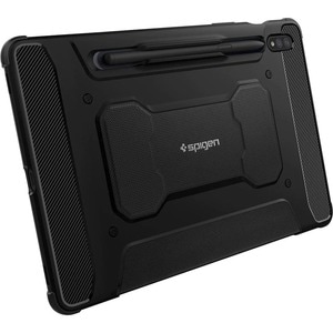 Spigen Rugged Armor Pro Rugged Carrying Case (Book Fold) Samsung Galaxy Tab S7, Galaxy Tab S8 Tablet - Black - PU Leather,