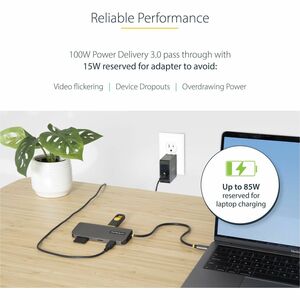 StarTech.com USB C Multiport Adapter, 4K 60Hz HDMI HDR10 Video, 3 Port 5Gbps USB-A Hub, 100W PD Pass-Through, GbE, SD/Micr
