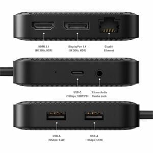 HyperDrive USB4 Mobile Dock - for Notebook, Desktop PC - 100 W - USB Type C - 2 Displays Supported - 4K, 8K - 3840 x 2160,