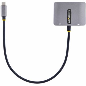 StarTech.com USB C Video Adapter, USB C to HDMI VGA Multiport Adapter, 3.5mm Audio, 4K 60Hz HDR, 100W PD 3.0 PT, USB C Dis