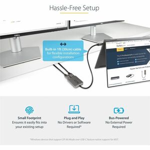 StarTech.com USB-C to Dual HDMI Adapter, USB Type-C Multi-Monitor MST Hub, Dual 4K 60Hz HDMI Laptop Display Extender / Spl