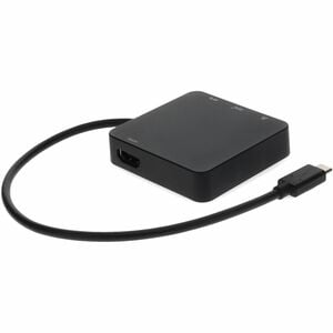 AddOn 8in USB C Male to USB C 3.1, HDMI 4K, USB A 3.1 Gen 2, and RJ-45 Female Black Hub - This is a 8in USB-C Male to USB 