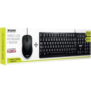 Port Keyboard & Mouse - English (UK) - 1 - USB Type A Cable - 104 Key - USB Type A Cable Mouse - Optical - 1000 dpi - Scro