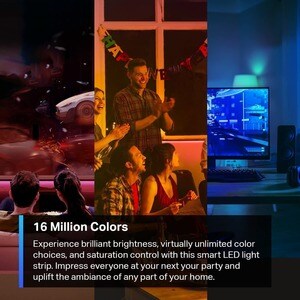 TP-Link Tapo L900-20 - Tapo Smart LED Light Strip 65.6ft (4 Rolls of 16.4ft) - Sync-to-Sound - 16M RGB Colors - Works w/ A