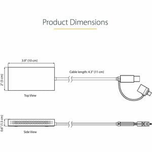 StarTech.com USB to Dual HDMI Adapter, USB A/C to 2x HDMI Displays (1x 4K30, 1x 1080p), USB 3.0 to HDMI Converter, 4in/11c