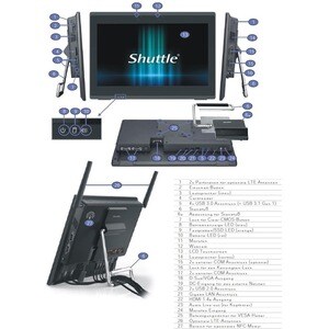 Shuttle XPC P5100PA All-in-One Computer - Intel Celeron 4205U - 4 GB - 120 GB SSD - 39.6 cm (15.6") Full HD Touchscreen - 