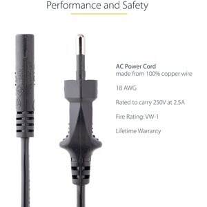 StarTech.com 752E-3M-POWER-LEAD Standard Power Cord - 3 m - For Notebook, Monitor, Scanner, Printer - CEE 7/16 / IEC 60320