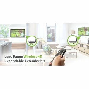 IOGEAR Long Range Wireless 4K Video Transmitter and Receiver Kit with Local Passthrough - 1 Input Device - 2 Output Device