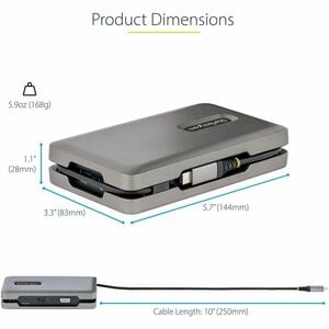 StarTech.com USB-C Multiport Adapter w/USB-C DP Alt Mode Video/4K HDMI/VGA, USB-C Dual Monitor Docking Station, Type C Min