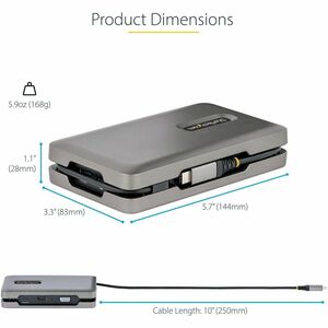 StarTech.com USB-C Multiport Adapter w/USB-C DP Alt Mode Video/4K HDMI/VGA, USB-C Dual Monitor Docking Station, Type C Min