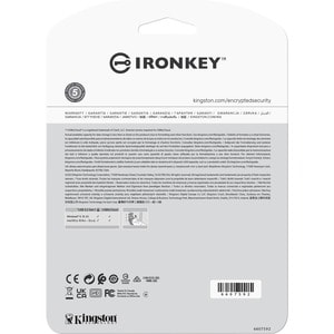 IronKey IKLP50 64 GB USB 3.2 (Gen 1) Type A Flash Drive - Silver - XTS-AES, 256-bit AES - TAA Compliant - 145 MB/s Read Sp