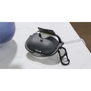 Twelve South AirSnap Carrying Case Apple AirPods (Gen 3) - Black - Top Grain Leather, Nylon, Metal Body - Wrist Strap, Cli