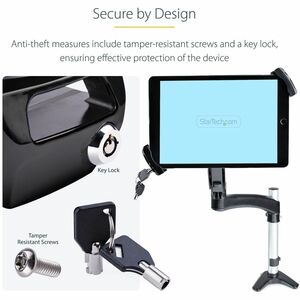 StarTech.com VESA Mount Adapter for Tablets 7.9 to 12.5in, Up to 2kg /4.4lb, 75x75/100x100, Universal Anti-Theft Tablet VE