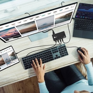 SIIG 2x1 USB-C 4K Video KVM Switch - Allows you to control 2 USB-C 4K computers using one keyboard and mouse - Compact UHD