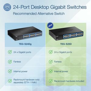 Commutateur Ethernet TRENDnet TEG-S25D 24 Ports - Gigabit Ethernet - 1000Base-T - Conforme aux normes TAA - 2 Couche suppo