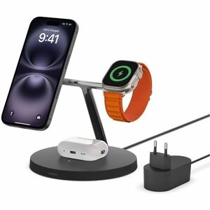 Belkin BoostCharge Pro Induktionsladegerät - Schwarz - für Smartwatch, iPhone, AirPod, Kopfhörer - MagSafe-Technologie, Ma