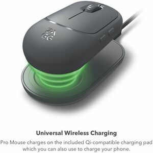 ZAGG Pro Mouse - Bluetooth, Universal - Grey - Bluetooth Mouse that can pair to multiple devices at once, Charge by either