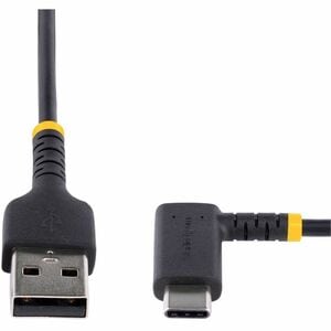 StarTech.com 6tf (2m) USB A to C Charging Cable Right Angle, Heavy Duty Fast Charge USB-C Cable, Durable and Rugged Aramid