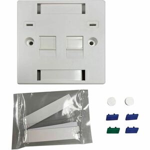 Eaton Tripp Lite Series 2-Port UK-Style Keystone Wall Plate, Unloaded Shuttered Module, Icon Tabs, White, TAA - 2 x Total 