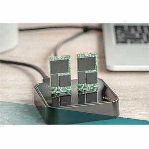 Digitus Drive Dock M.2 - USB 3.2 (Gen 2) Type C Host Interface - Black - Hot Swappable Bays - 2 x SSD Supported - 8 TB Tot