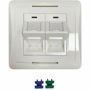 Eaton Tripp Lite Series 2-Port UK-Style Wall Plate, Unloaded Shuttered Angled Module, White, TAA - 2 x Total Number of Soc