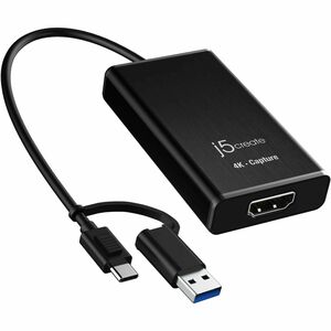 j5create JVA11-N Video Capturing Device - Black - Functions: Video Capturing, Video Game Capturing, Video Game Streaming -