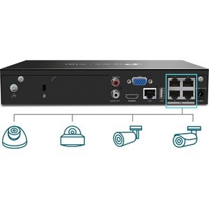 TP-Link VIGI 4 Kanäle Kabel Videoüberwachungsstation 10 TB HDD - Netzwerk-Videorekorder - HDMI - 4K Aufnahme