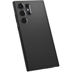 Spigen Liquid Air Case for Samsung Galaxy S23 Ultra Smartphone - Geometric Design - Matte Black - Drop Resistant, Anti-sli