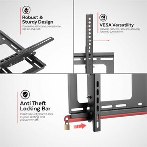 CTA Digital Anti-Theft Weatherproof Tilt TV Wall Mount - 80" Screen Support - 176 lb Load Capacity - 200 x 200, 300 x 200,