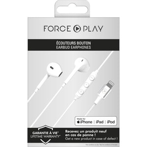 Bigben Force Play Wired Earbud Stereo Earset - White - Binaural - In-ear - 32 Ohm - 20 Hz to 20 kHz - 120 cm Cable - Light