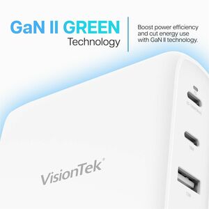 VisionTek 100W GaN II Power Adapter - 4 Port - 100 W - 120 V AC, 230 V AC Input - 5 V DC, 9 V DC, 15 V DC, 20 V DC Output 