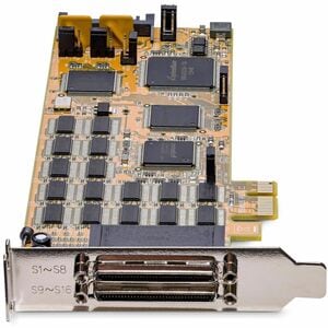 StarTech.com Multiport Serial Adapter - Yellow - TAA Compliant - PCI Express x1 - 16 x DB-9 RS-232 - Serial - 921.60 kbit/