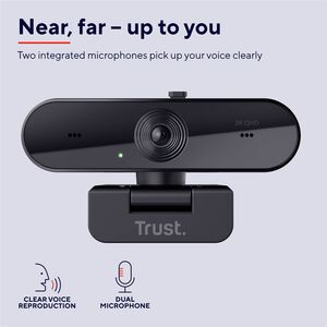 Trust TW-250 - Webcam - 30 fps - Schwarz - USB 2.0 - 2560 x 1440 Pixel Videoauflösung - 2K - Autofokus - 92° Angle - Tisch