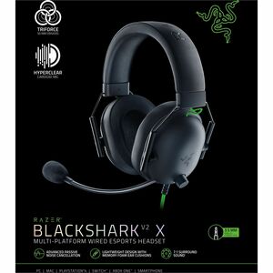 Razer BlackShark V2 X Gaming Headset - Stereo - USB Type A - Wired - 32 Ohm - 20 Hz to 20 kHz - Over-the-head, Over-the-ea