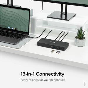 Plugable 13-in-1 USB-C Triple Monitor Laptop Docking Station with 100W Charging, 20W USB-C Charging - 3x HDMI - Compatible