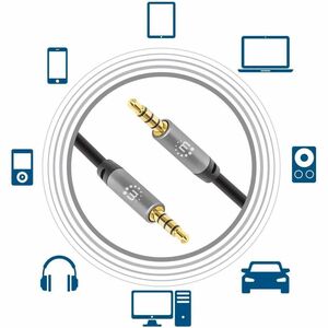 Cable Audio Estereo 3.5mm M-M 1.0M Negro/A - Cable for Dispositivo de audio, Auricular, Altavoz, Smartphone, Portátil, Tab