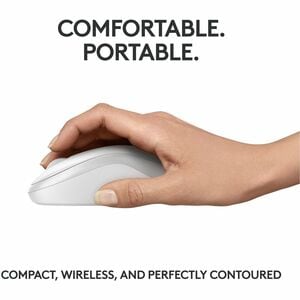 Logitech M240 Silent Bluetooth Mouse, Wireless, Compact, Portable, Smooth Tracking, Off-white - Travel Mouse - Wireless - 