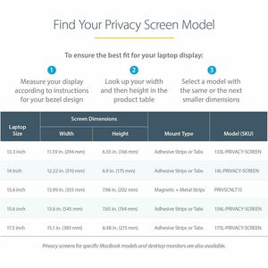 Filtro per la privacy StarTech.comAnti-riflesso - TAA Conforme - Filtro privacy per laptop da 14" - Schermo privacy protet