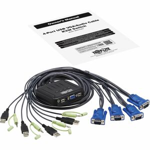 Eaton Tripp Lite Series 4-Port VGA KVM Switch with Built-In VGA, USB and 3.5 mm Audio Cables, TAA - 4 Computer(s) - 1 Loca