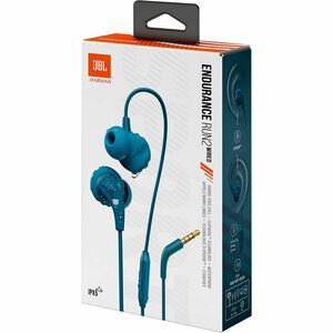 JBL Endurance Run 2 Wired Earbud, Behind-the-ear Stereo Earset - Blue - Siri, Google Assistant - Binaural - In-ear - 20 Hz