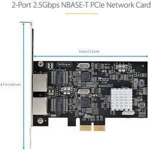 StarTech.com 2-Port 2.5G NBASE-T PCIe Network Card, Computer Network Card Interface, Intel® I225-V, Dual-Port Ethernet, Mu