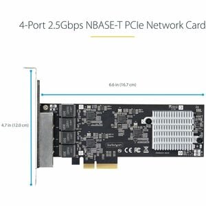StarTech.com 4-Port 2.5G NBASE-T PCIe Network Card, Computer Network Card Interface, Intel® I225-V, Quad-Port Ethernet, Mu