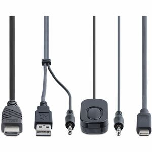 2-Port Hybrid USB-C HDMI Kabel KVM-Switch, 4K 60Hz, Mini KVM mit 1,8m USB-A/HDMI/Audio & 1,2m USB-C int. Kabeln - 2 Comput