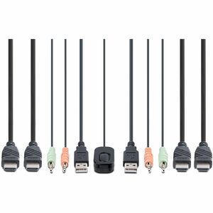 2-Port Dual Monitor HDMI KVM Switch, 4K 60Hz, KVM mit 1,5m Integrierten Kabeln(USB-A/HDMI/Audio), HDMI KVM Switch - 2 Comp