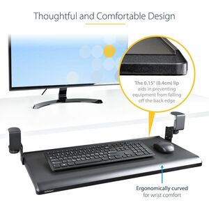 StarTech.com Under Desk Keyboard Tray, Clamp on Keyboard Holder, Up to 12kg/26.5lb, Height Adjustable, Ergonomic Sliding K