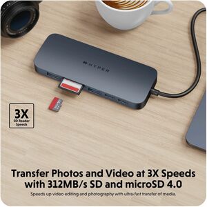 Targus HyperDrive Next 11 Port USB-C Hub - Memory Card Reader - SD, microSD - USB Type C - 2.0 Displays Supported - 4K - 3