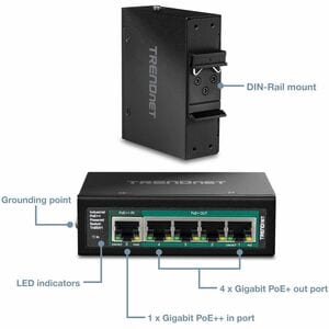 TRENDnet TI-B541 5 Ports Ethernet Switch - Gigabit Ethernet - 1000Base-T - TAA Compliant - 2 Layer Supported - 3.90 W Powe