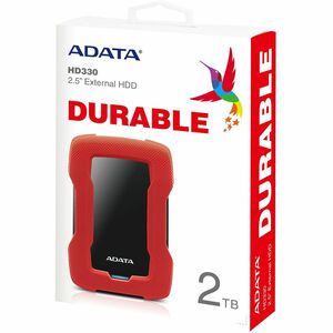 Adata HD330 AHD330-2TU31-CRD 2 TB Portable Hard Drive - External - Red - Gaming Console Device Supported - USB 3.2 (Gen 1)