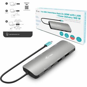 USB-C METAL NANO 2X HDMI DOCKING STATION + PD 100W