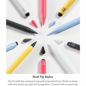 ZAGG Pro Stylus 2 - Wireless Charging Stylus - Yellow - Active Dual-Tip with Capacitive Back-end, Wireless Charging, Palm 